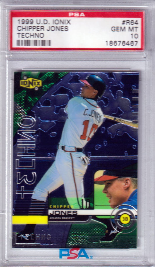 CHIPPER JONES 1999 Upper Deck Ionix Techno #R64 PSA 10 GEM MINT POP 6 - Columbia Hobby - Sports Card Boxes - Toploaders - Card Savers