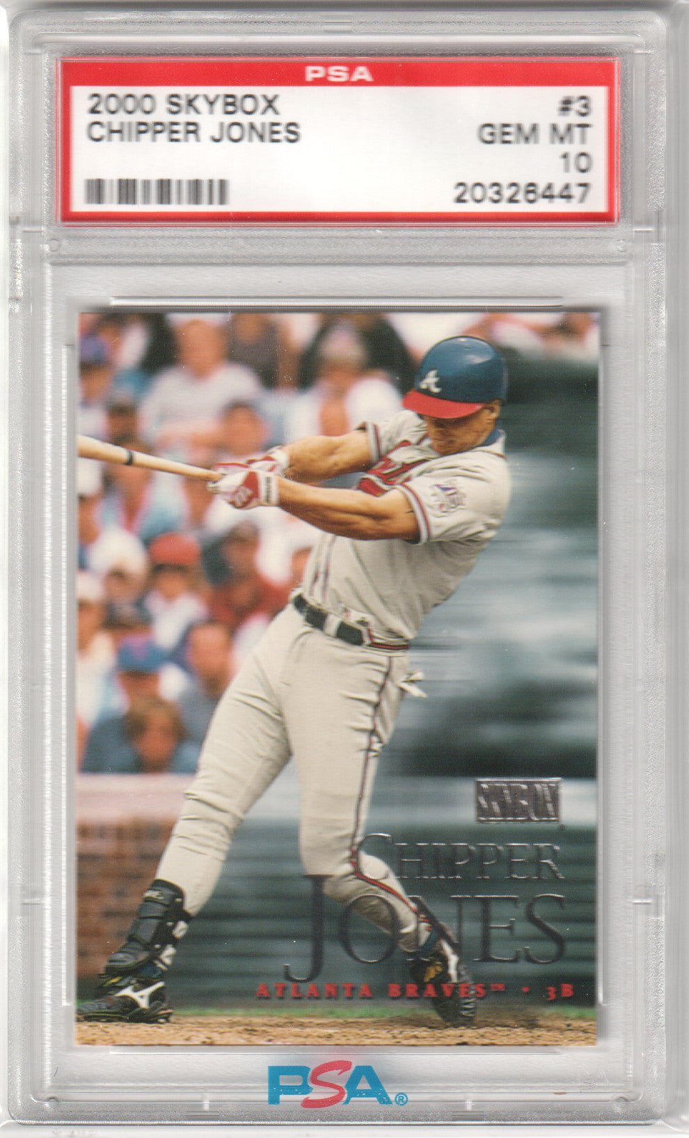 CHIPPER JONES 2000 Skybox #3 PSA 10 GEM MINT - BRAVES Pop 6 - Columbia Hobby - Sports Card Boxes - Toploaders - Card Savers