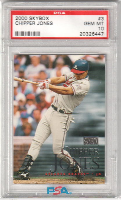 CHIPPER JONES 2000 Skybox #3 PSA 10 GEM MINT - BRAVES Pop 6 - Columbia Hobby - Sports Card Boxes - Toploaders - Card Savers