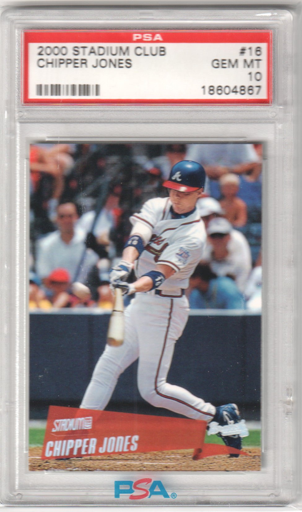 CHIPPER JONES 2000 Topps Stadium Club #16 PSA 10 GEM MINT - BRAVES Pop 6 - Columbia Hobby - Sports Card Boxes - Toploaders - Card Savers