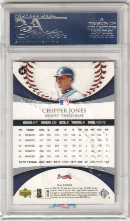 CHIPPER JONES 2006 Upper Deck Ovation #14 PSA 10 GEM MINT - BRAVES Pop 11 - Columbia Hobby - Sports Card Boxes - Toploaders - Card Savers
