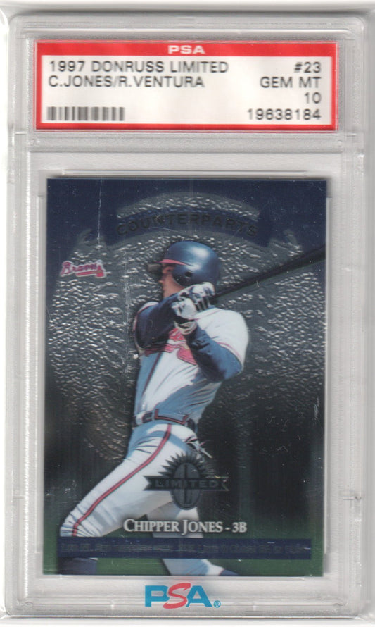 CHIPPER JONES ROBIN VENTURA 1997 Donruss Limited #23 PSA 10 GEM MINT Pop 8 - Columbia Hobby - Sports Card Boxes - Toploaders - Card Savers