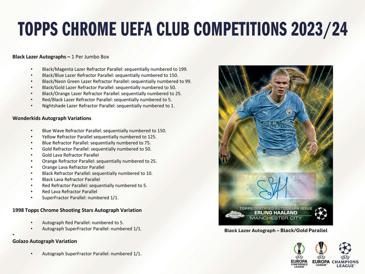 2023-24 Topps Chrome UEFA Club Competitions Soccer Hobby Jumbo Box