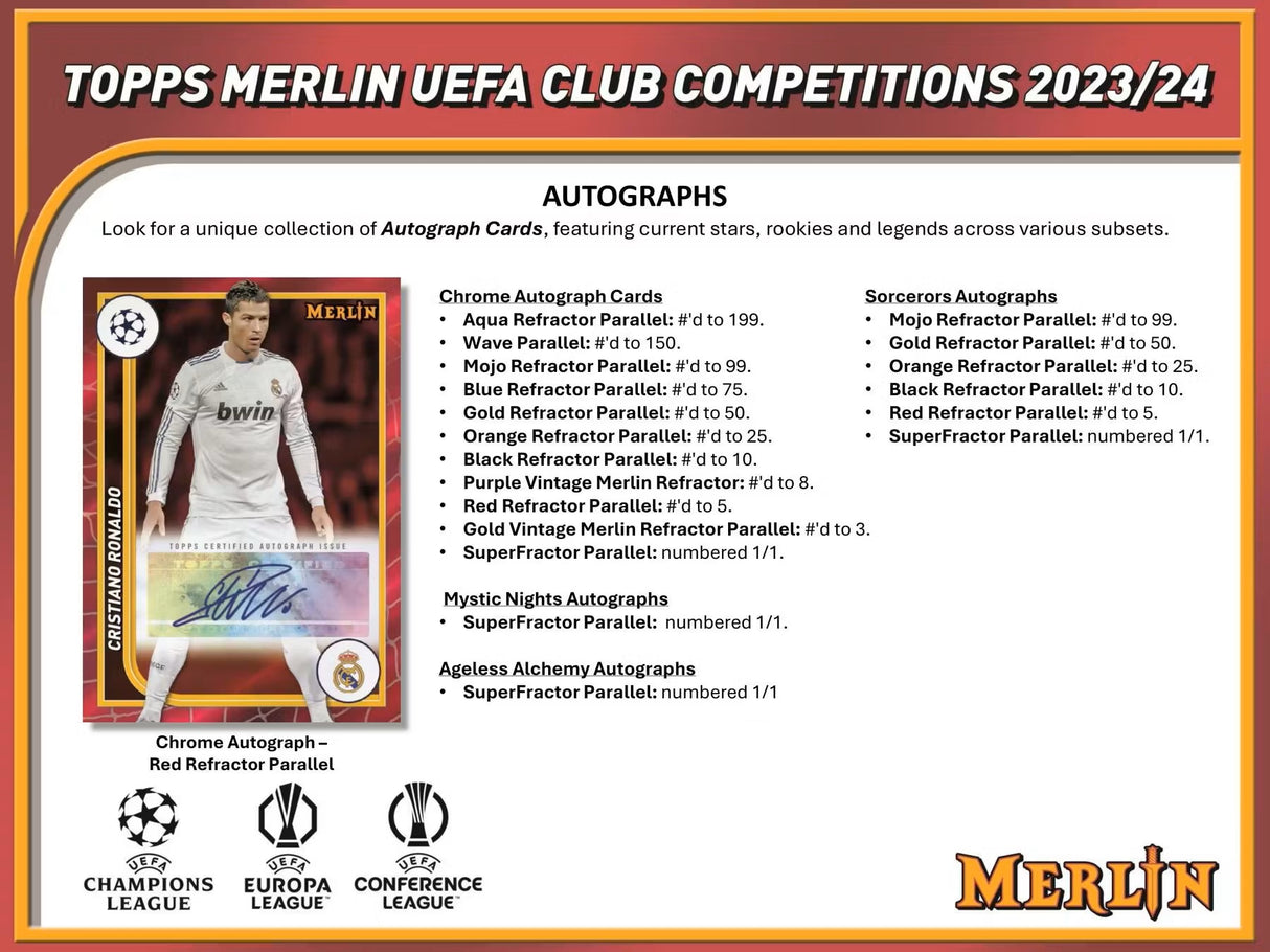 2023-24 Topps Chrome Merlin UEFA Club Competitions Soccer Hobby Box