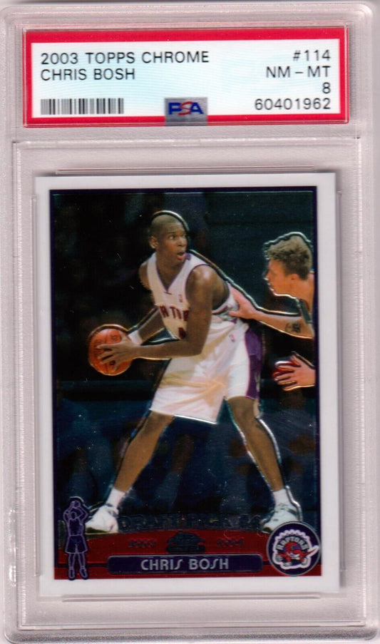 CHRIS BOSH 2003 - 04 Topps Chrome RC Rookie #114 PSA 8 NM - MT - RAPTORS - Columbia Hobby - Sports Card Boxes - Toploaders - Card Savers