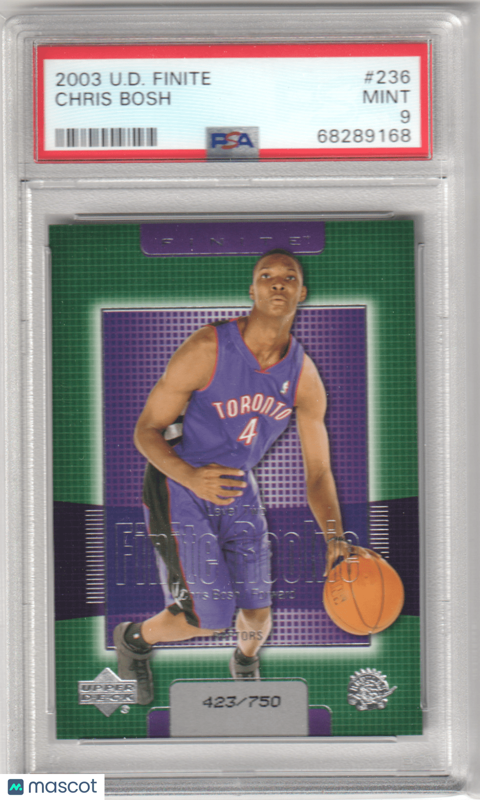 CHRIS BOSH 2003 - 04 Upper Deck Finite RC Rookie #236 PSA 9 MINT - RAPTORS - Columbia Hobby - Sports Card Boxes - Toploaders - Card Savers