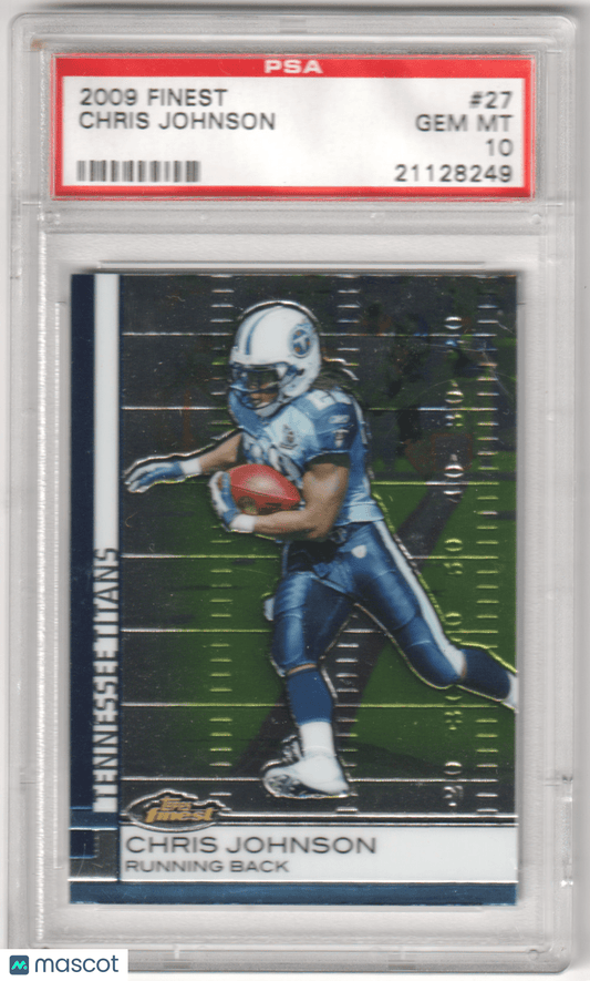 CHRIS JOHNSON 2009 Topps Finest 27 PSA 10 GEM MINT - TITANS Pop 1 - Columbia Hobby - Sports Card Boxes - Toploaders - Card Savers
