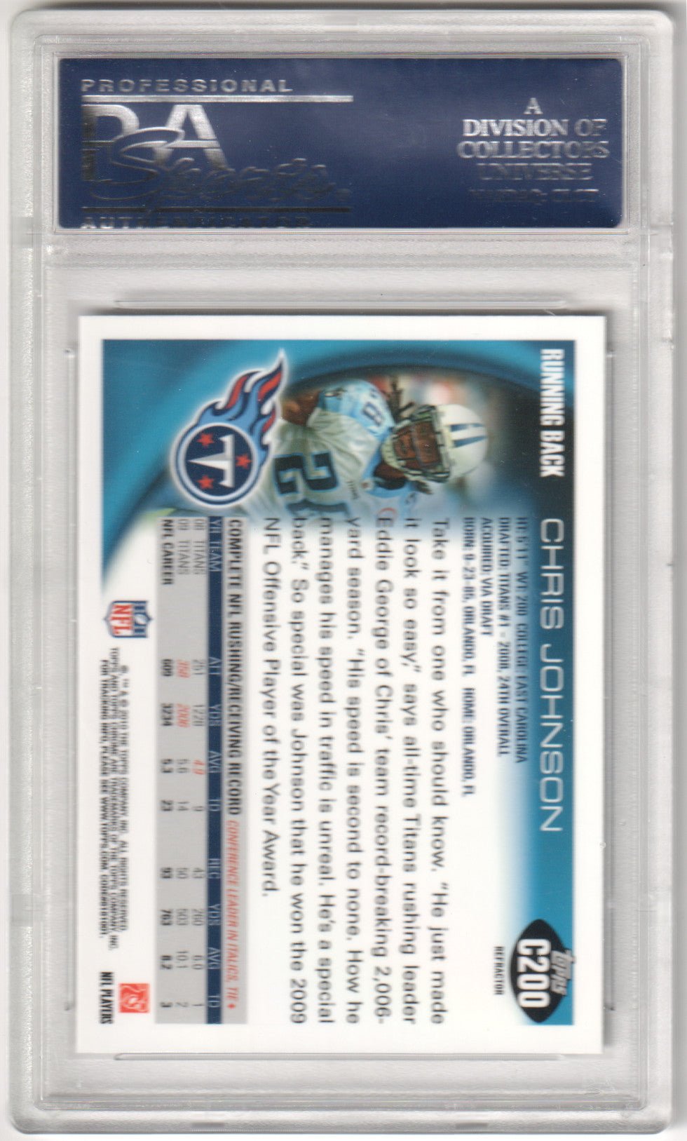 CHRIS JOHNSON 2010 Topps Chrome C200 Xfractor PSA 10 GEM MINT Pop 1 - Columbia Hobby - Sports Card Boxes - Toploaders - Card Savers