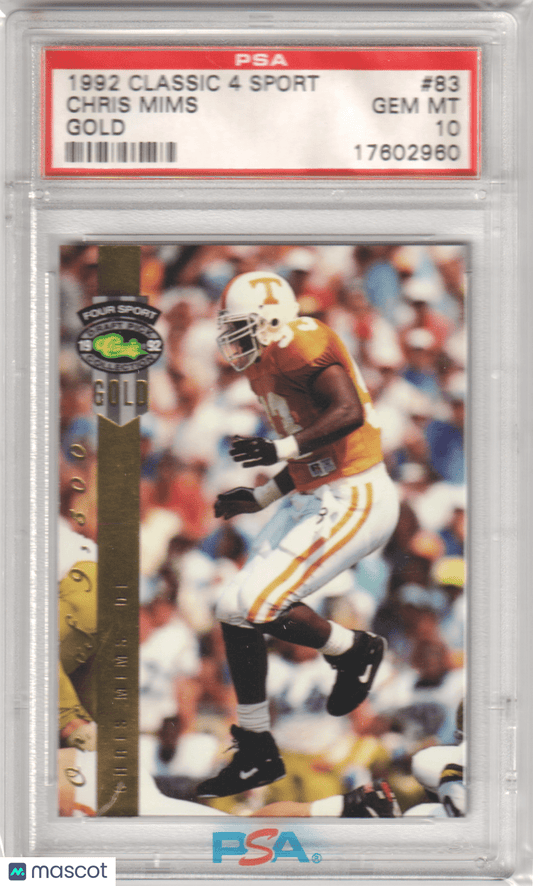 CHRIS MIMS 1992 Classic 4 Sport 83 Gold PSA 10 GEM MINT - TENNESSEE Pop 1 - Columbia Hobby - Sports Card Boxes - Toploaders - Card Savers