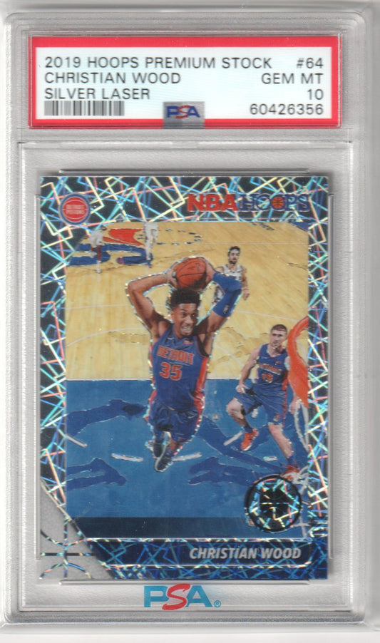CHRISTIAN WOOD 2019 - 20 Panini Hoops Premium Stock #64 Silver Laser PSA 10 - Columbia Hobby - Sports Card Boxes - Toploaders - Card Savers