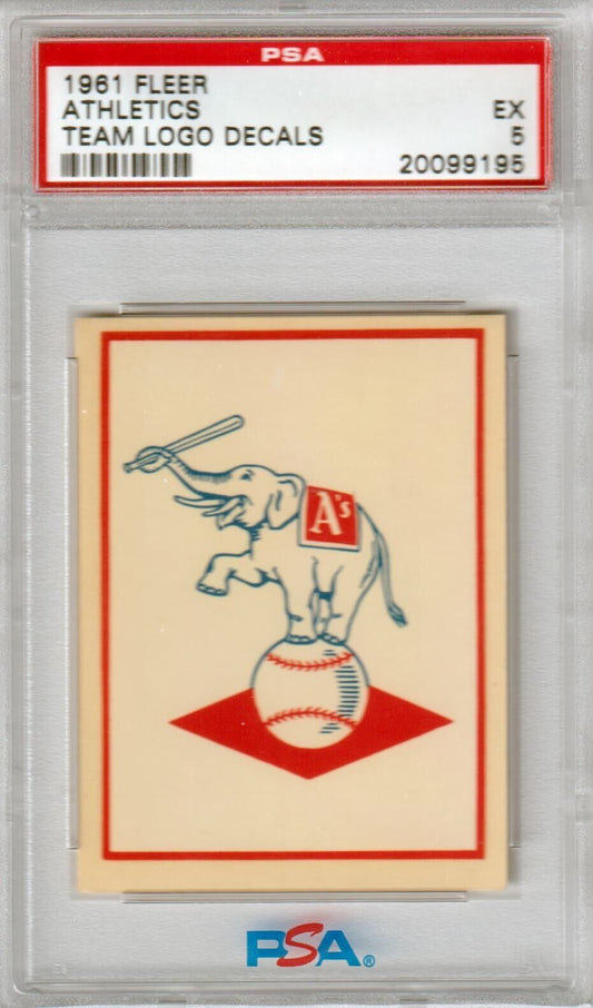CINCINNATTI REDS 1961 Fleer Team Logo Decals PSA 5 EX - Columbia Hobby - Sports Card Boxes - Toploaders - Card Savers