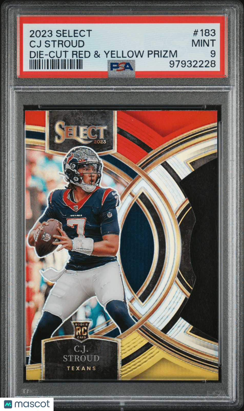 CJ STROUD 2023 Panini Select 183 Die Cut Red & Yellow Prizm PSA 9 MINT - TEXANS - Columbia Hobby - Sports Card Boxes - Toploaders - Card Savers