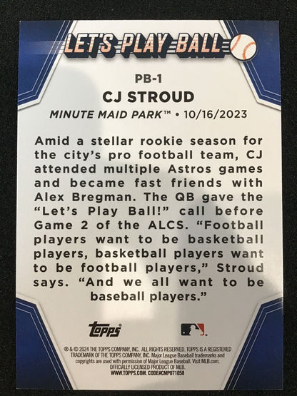 CJ Stroud 2024 Topps Blue Lets Play Ball PB - 1 SP Astros - Columbia Hobby - Sports Card Boxes - Toploaders - Card Savers