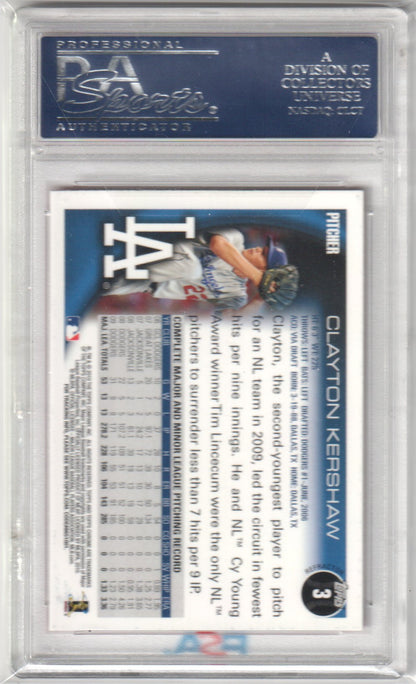CLAYTON KERSHAW 2010 Topps Chrome #3 Orange Refractor PSA 10 GEM MINT Pop 2 - Columbia Hobby - Sports Card Boxes - Toploaders - Card Savers