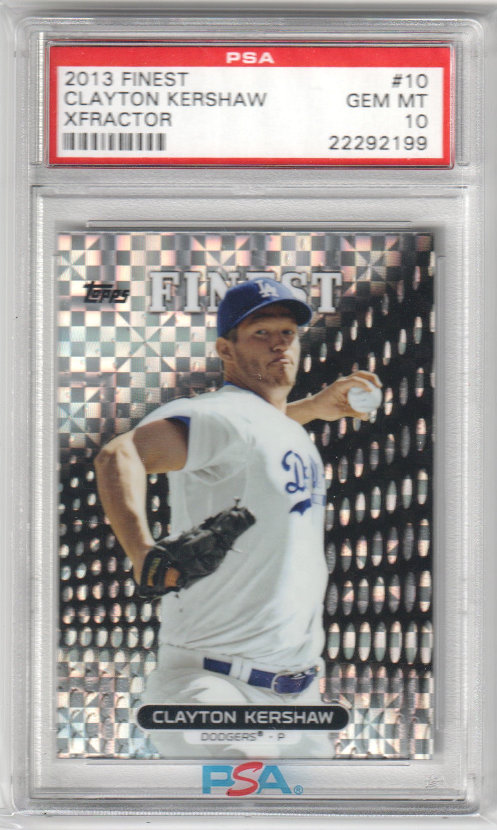 CLAYTON KERSHAW 2013 Finest #10 Xfractor PSA 10 GEM MINT - DODGERS - Columbia Hobby - Sports Card Boxes - Toploaders - Card Savers