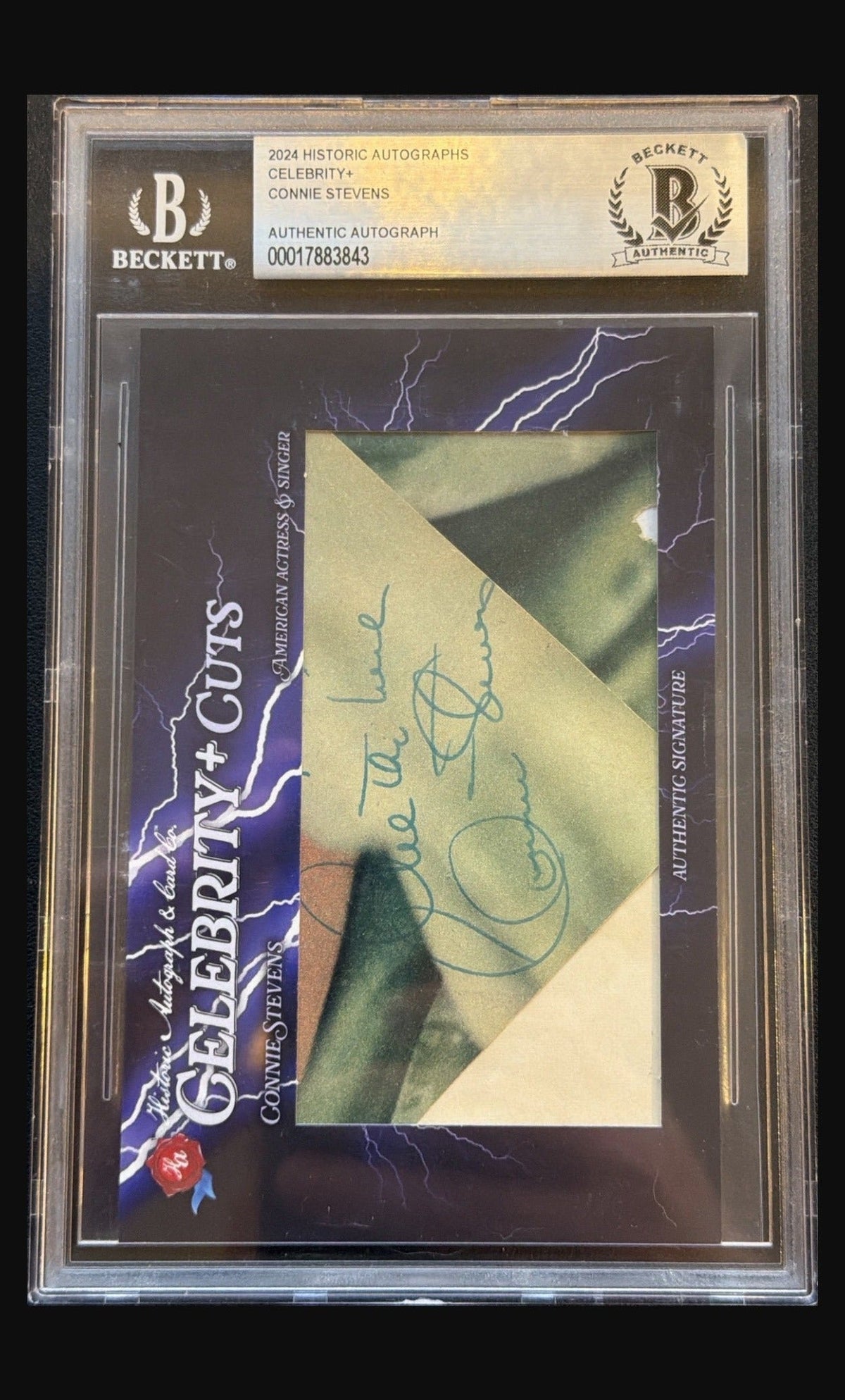 2024 Historic Autographs Celebrity+ Cuts Connie Stevens cut signature autograph Beckett authentic trading card - front