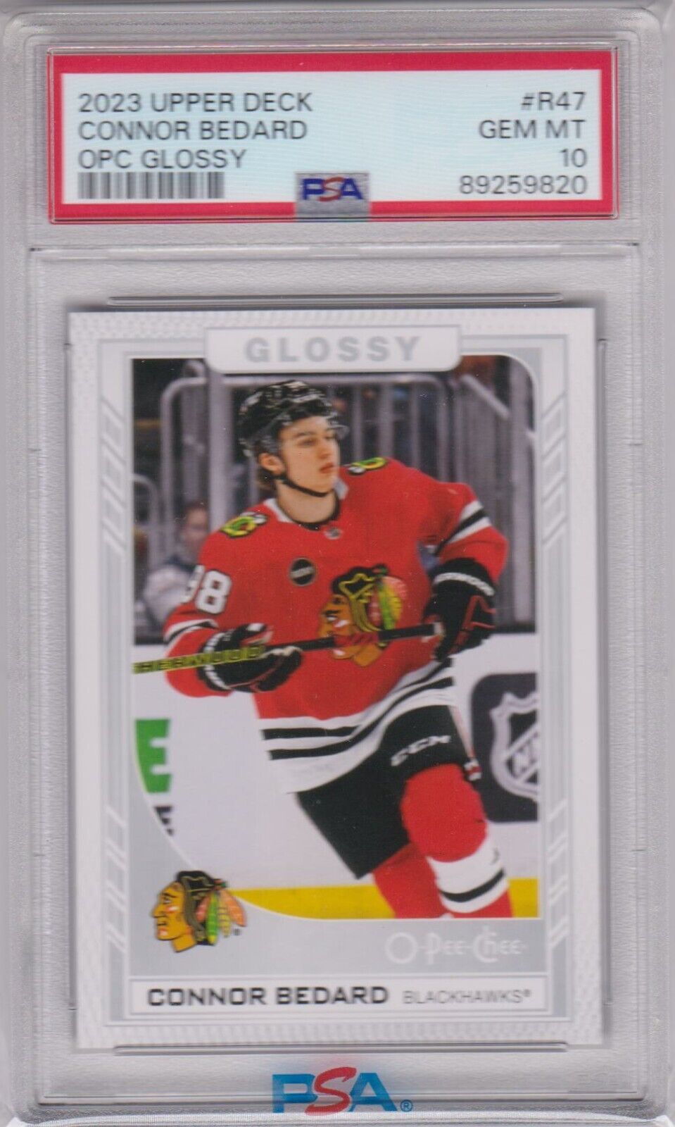 CONNOR BEDARD 2023 - 24 Upper Deck O - Pee Chee GLOSSY OPC RC Rookie PSA 10 GEM MINT - Columbia Hobby - Sports Card Boxes - Toploaders - Card Savers