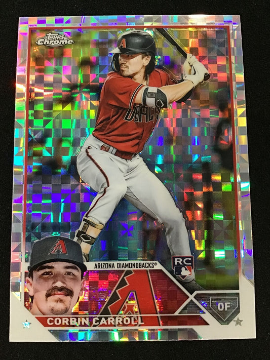 Corbin Carroll 2023 Topps Chrome 95 X - Fractor Diamondbacks - Columbia Hobby - Sports Card Boxes - Toploaders - Card Savers