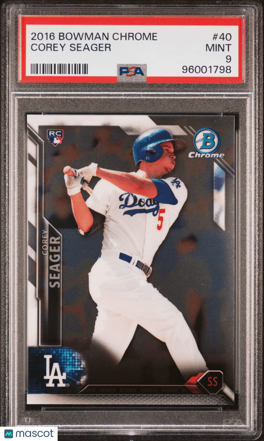 COREY SEAGER 2016 Bowman Chrome #40 PSA 9 MINT - DODGERS RANGERS - Columbia Hobby - Sports Card Boxes - Toploaders - Card Savers