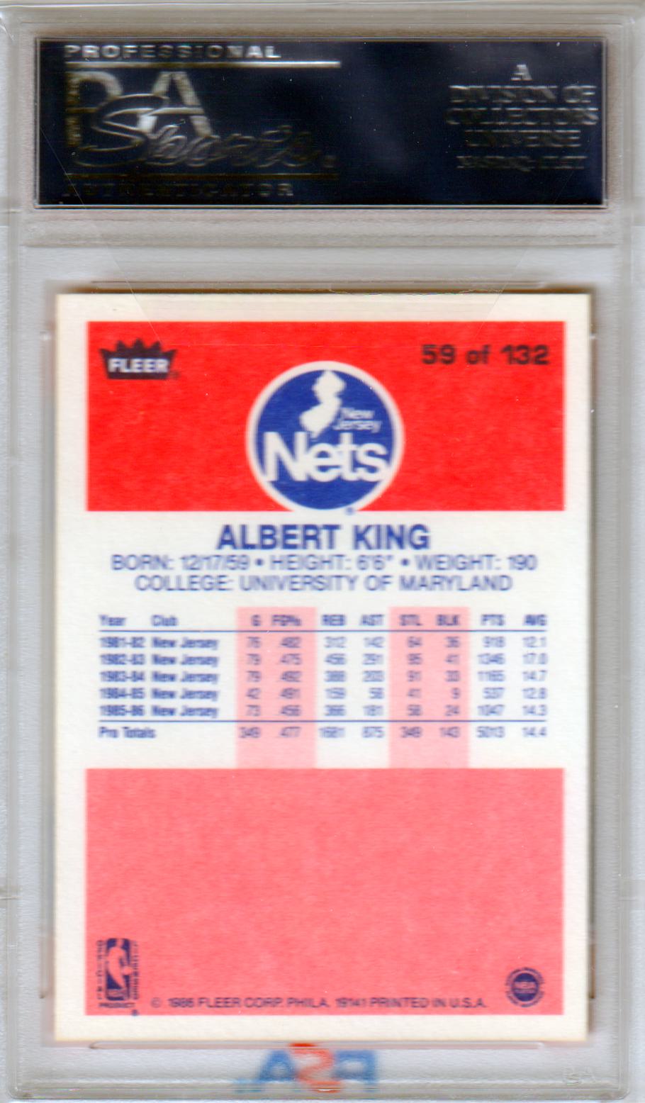 ALBERT KING 1986 Fleer #59 PSA 9 MINT - NETS