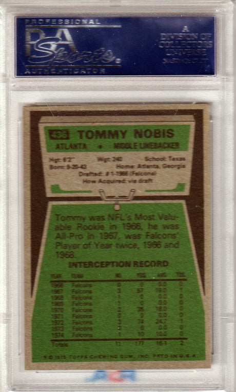 TOMMY NOBIS 1975 Topps #436 PSA 9 MINT - FALCONS