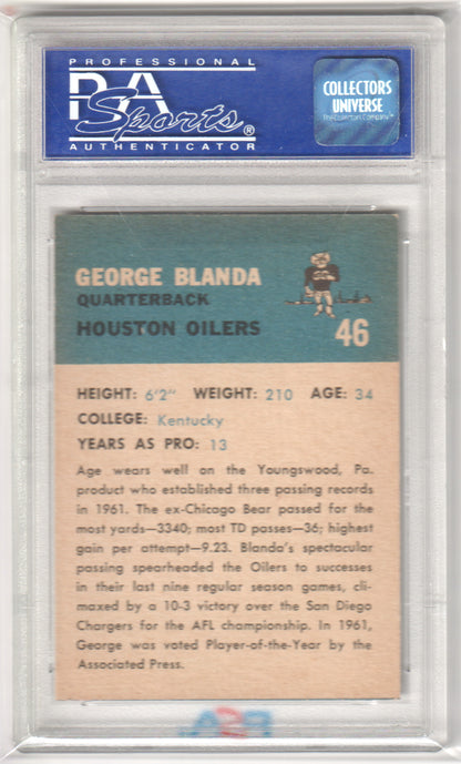 GEORGE BLANDA 1962 Fleer #46 PSA 8 NM-MT - OILERS