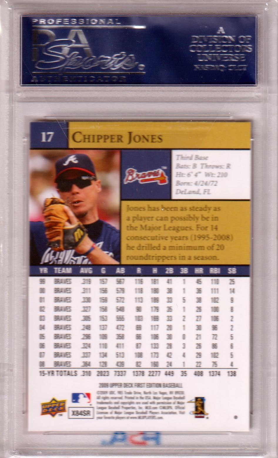 CHIPPER JONES 2009 Upper Deck First Edition #17 PSA 10 GEM MINT - BRAVES POP 9