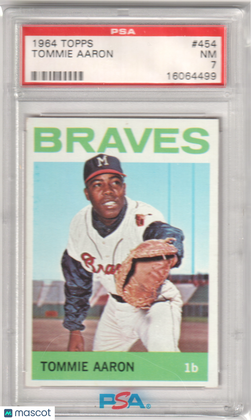TOMMIE AARON 1964 Topps #454 PSA 7 NM-MT - BRAVES