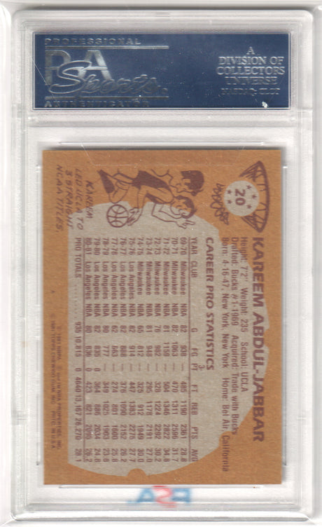 KAREEM ABDUL-JABBAR 1981 Topps #20 PSA 9 MINT - LAKERS