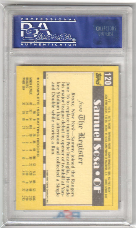 SAMMY SOSA 1990 Topps '89 ML Debut Rookie RC #120 PSA 10 GEM MINT - CUBS