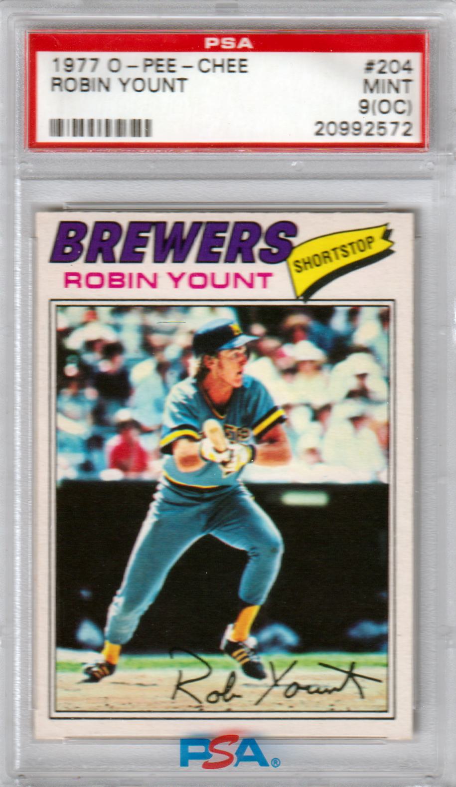 ROBIN YOUNT 1977 O-Pee-Chee #204 PSA 9 MINT - BREWERS