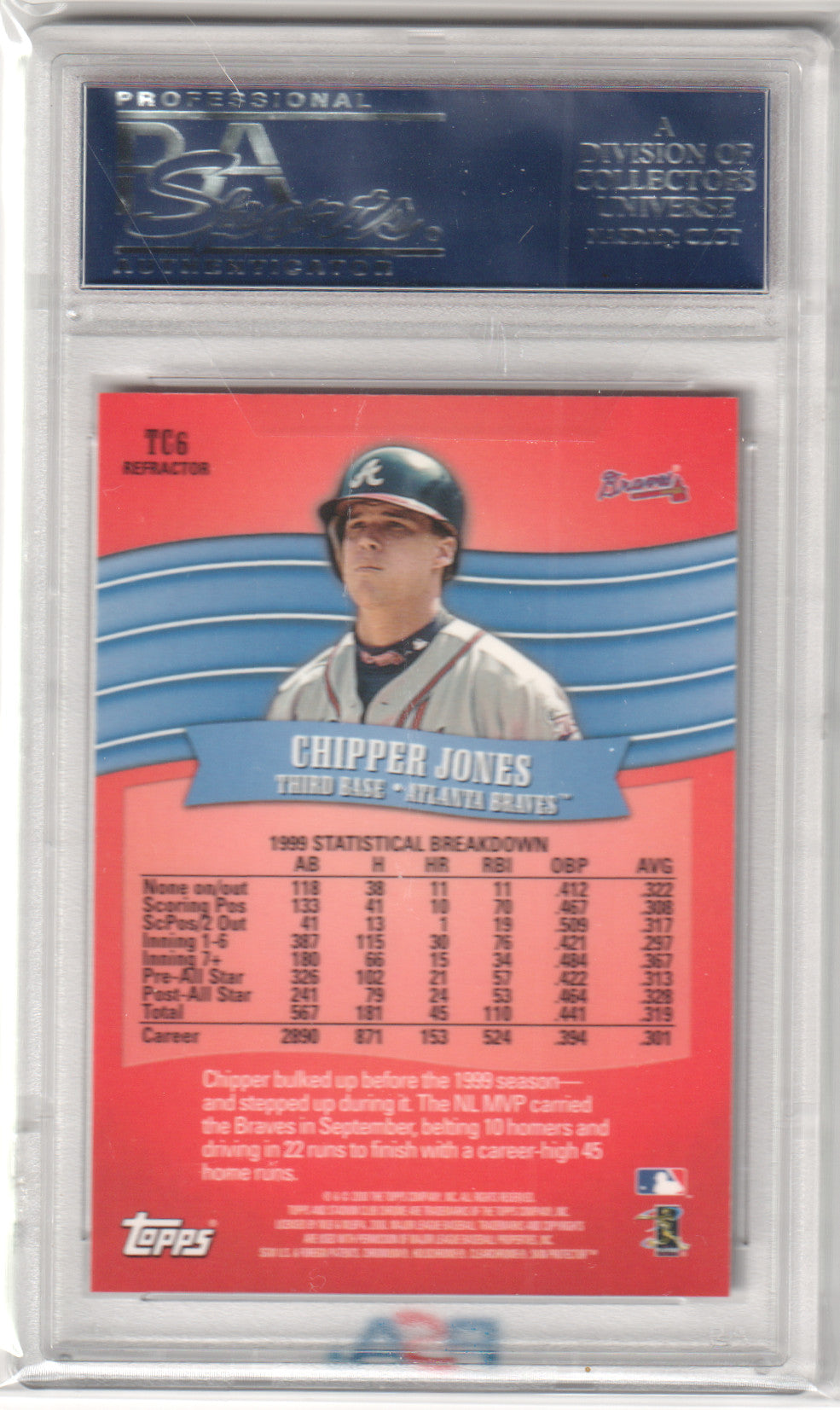 CHPPER JONES 2000 Stadium Club Chrome True Colors #TC6 Refractor PSA 10 Pop 5