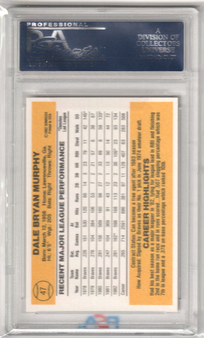DALE MURPHY 1983 Donruss #47 PSA 10 GEM MINT - BRAVES - Columbia Hobby - Sports Card Boxes - Toploaders - Card Savers