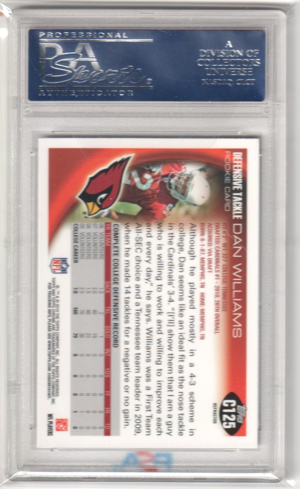 DAN WILLIAMS 2010 Topps Chrome Xfractor RC Rookie C125 PSA 10 GEM MINT Pop 1 - Columbia Hobby - Sports Card Boxes - Toploaders - Card Savers