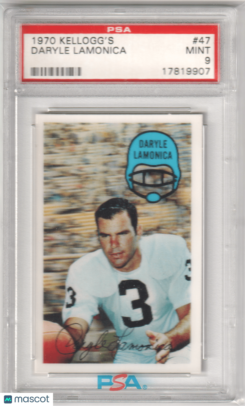 DARYLE LAMONICA 1970 Kellogg's 47 PSA 9 MINT - RAIDERS - Columbia Hobby - Sports Card Boxes - Toploaders - Card Savers