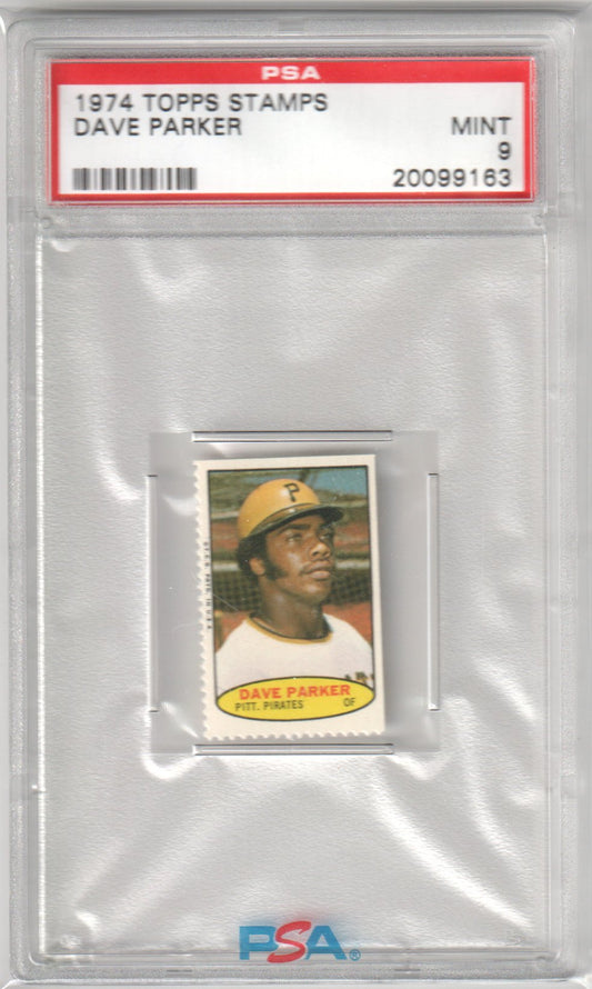 DAVE PARKER 1974 Topps Stamps RC Rookie PSA 9 MINT - PIRATES Pop 9 - Columbia Hobby - Sports Card Boxes - Toploaders - Card Savers