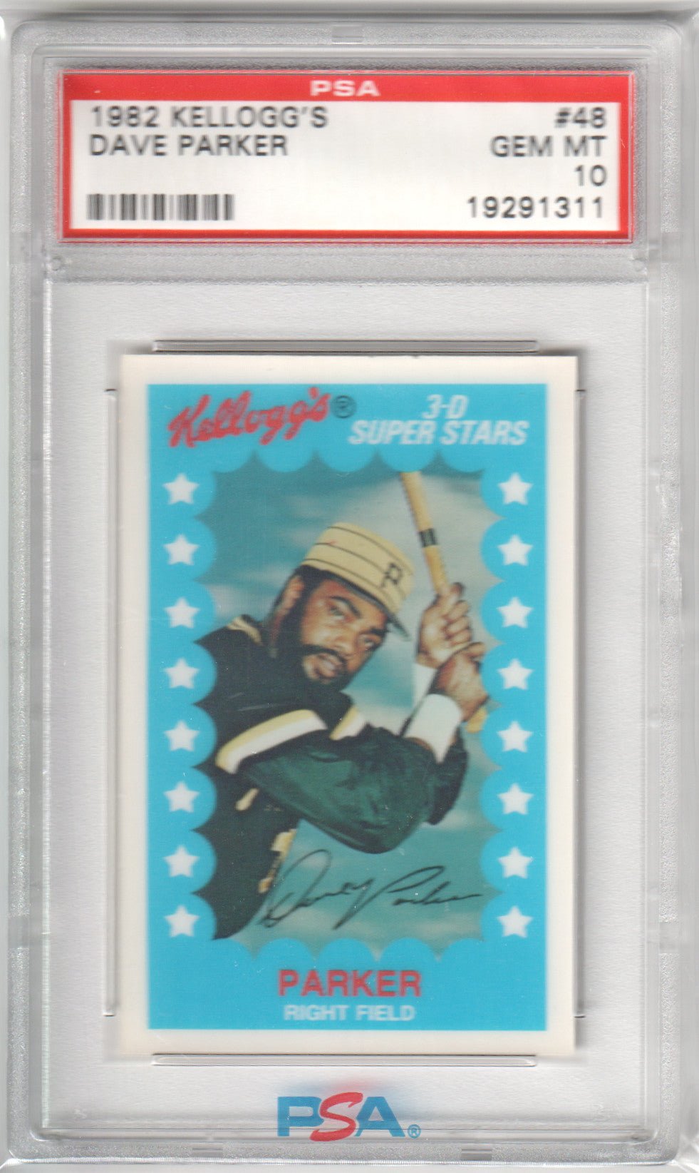 DAVE PARKER 1982 Kellogg's 3D Super Stars #48 PSA 10 GEM MINT - PIRATES - Columbia Hobby - Sports Card Boxes - Toploaders - Card Savers