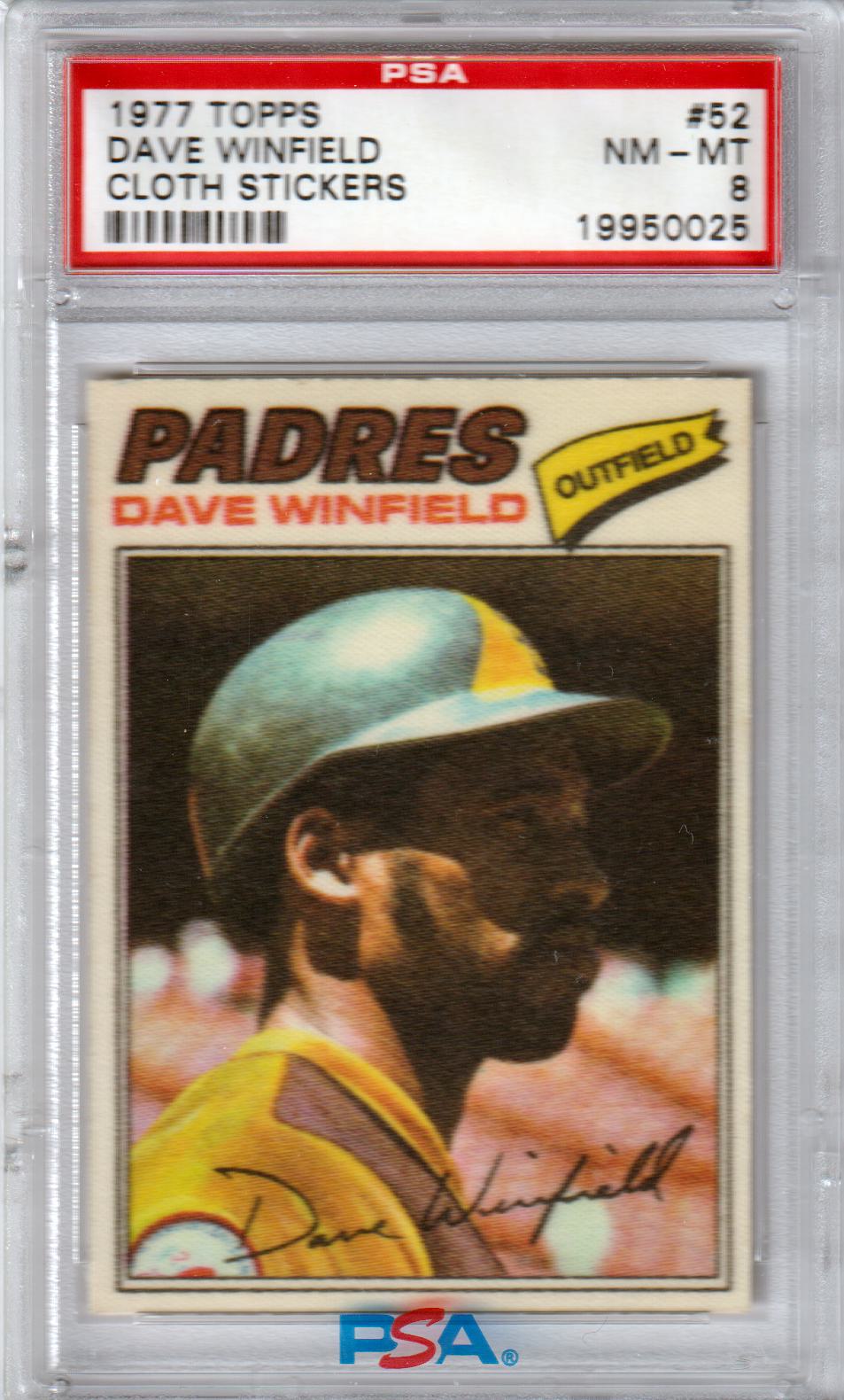 DAVE WINFIELD 1977 Topps Cloth Stickers #52 PSA 8 NM - MT - PADRES - Columbia Hobby - Sports Card Boxes - Toploaders - Card Savers