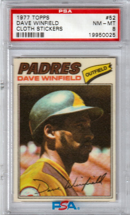 DAVE WINFIELD 1977 Topps Cloth Stickers #52 PSA 8 NM - MT - PADRES - Columbia Hobby - Sports Card Boxes - Toploaders - Card Savers