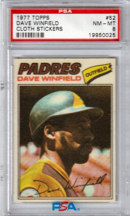 DAVE WINFIELD 1977 Topps Cloth Stickers #52 PSA 8 NM - MT - PADRES - Columbia Hobby - Sports Card Boxes - Toploaders - Card Savers