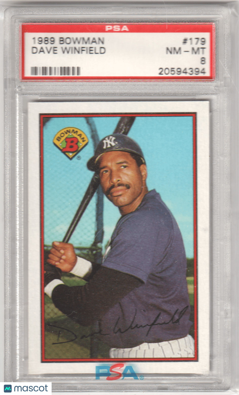 DAVE WINFIELD 1989 Bowman 179 PSA 8 NM - MT - YANKEES - Columbia Hobby - Sports Card Boxes - Toploaders - Card Savers