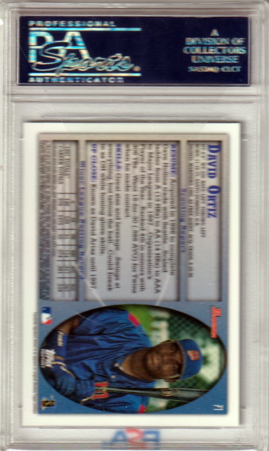 DAVID ORTIZ 2013 Bowman Blue Sapphire Reprints #71 PSA 10 GEM MINT RED SOX - Columbia Hobby - Sports Card Boxes - Toploaders - Card Savers