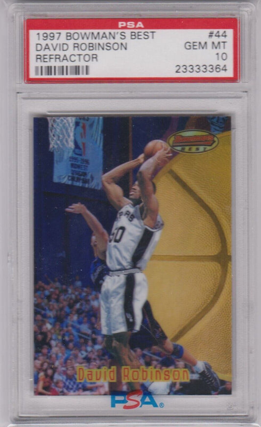 DAVID ROBINSON 1997 - 98 Bowman's Best Refractor #44 PSA 10 GEM MINT - SPURS - Columbia Hobby - Sports Card Boxes - Toploaders - Card Savers