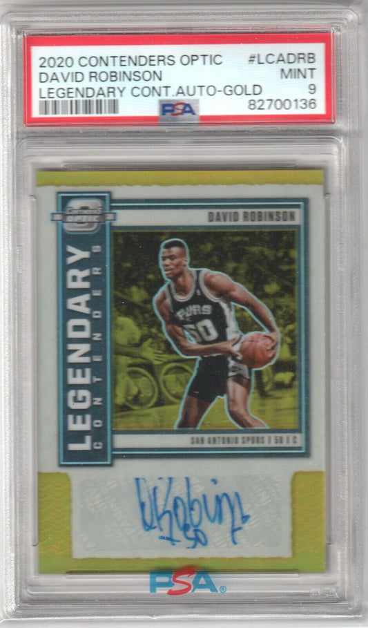 DAVID ROBINSON 2020 - 21 Contenders Optic Gold Autograph Auto /10 PSA 9 MINT SPURS - Columbia Hobby - Sports Card Boxes - Toploaders - Card Savers