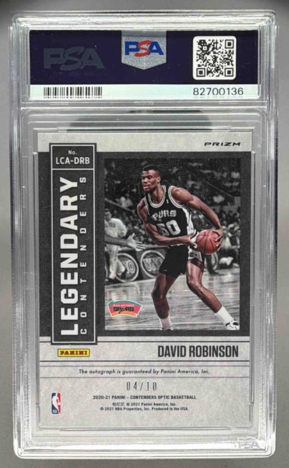 DAVID ROBINSON 2020 PANINI CONTENDERS OPTIC GOLD /10 AUTO PSA 9 - SPURS - Columbia Hobby - Sports Card Boxes - Toploaders - Card Savers