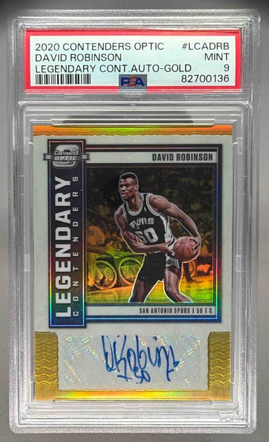 DAVID ROBINSON 2020 PANINI CONTENDERS OPTIC GOLD /10 AUTO PSA 9 - SPURS - Columbia Hobby - Sports Card Boxes - Toploaders - Card Savers