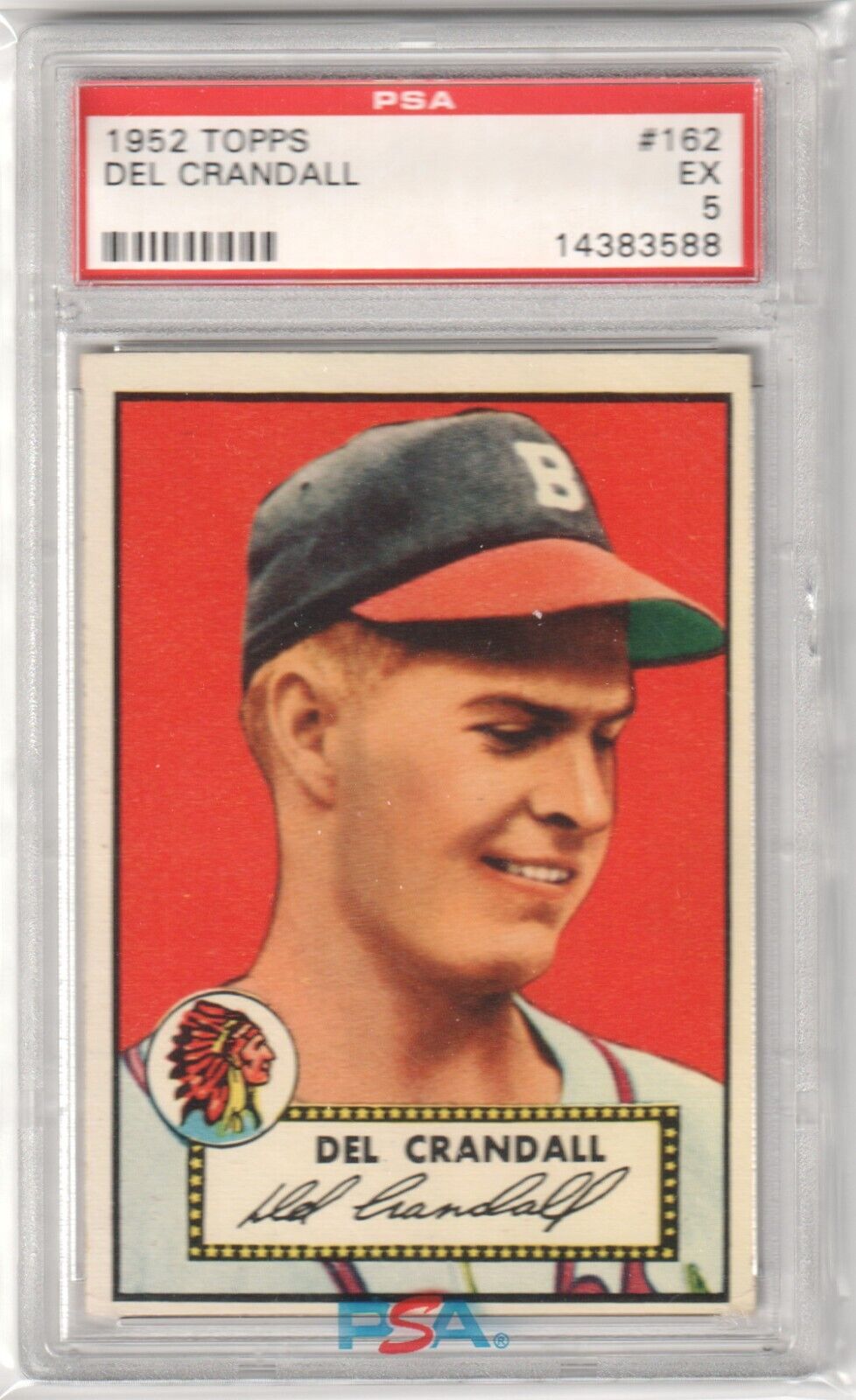DEL CRANDALL 1952 Topps #162 PSA 5 EX - BRAVES - Columbia Hobby - Sports Card Boxes - Toploaders - Card Savers