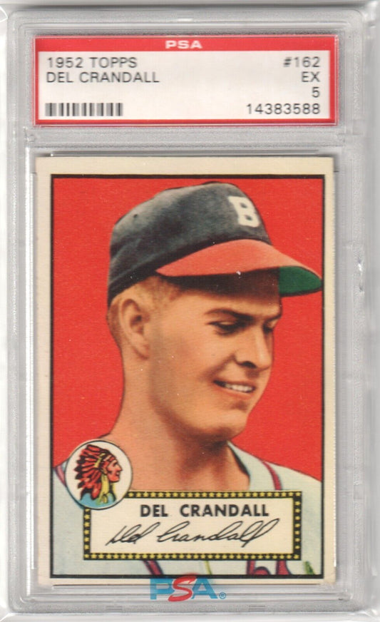 DEL CRANDALL 1952 Topps #162 PSA 5 EX - BRAVES - Columbia Hobby - Sports Card Boxes - Toploaders - Card Savers