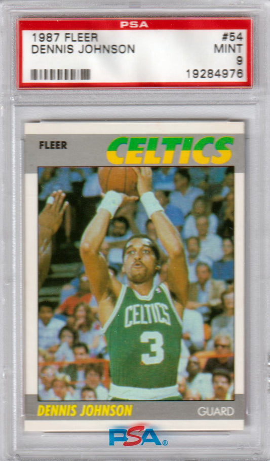 DENNIS JOHNSON 1987 - 88 Fleer #54 PSA 9 MINT - CELTICS - Columbia Hobby - Sports Card Boxes - Toploaders - Card Savers