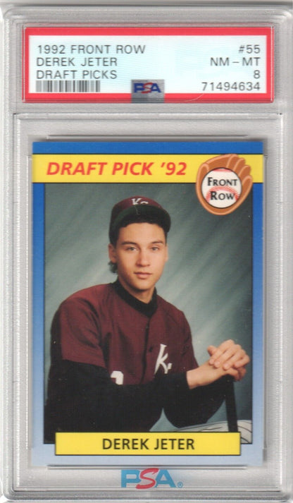 DEREK JETER 1992 Front Row Draft Picks RC Rookie #55 PSA 8 NM - MT - YANKEES - Columbia Hobby - Sports Card Boxes - Toploaders - Card Savers
